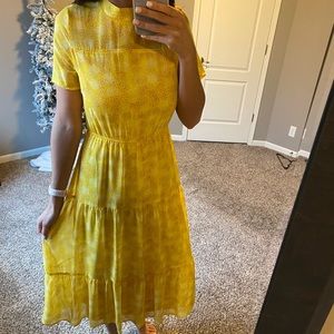 Lulu’s Dressed Up Yellow Floral Print Midi Dress